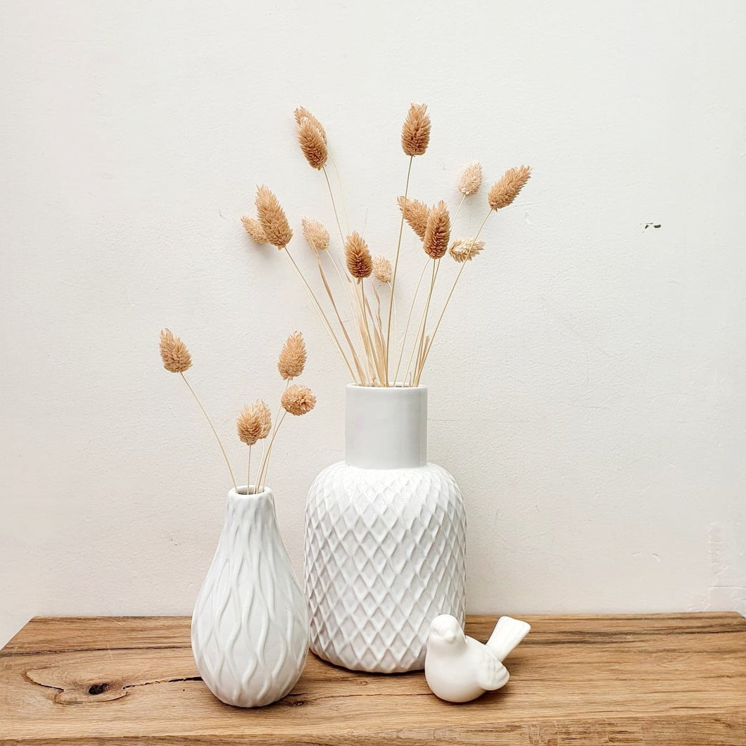 White Ceramic Vase Duo Set